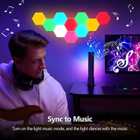 Herní nástěnné svítidlo LED Hexagon, balení 10 kusů Hexagon RGBIC Music Sync Light Panel Voštinové nástěnné světlo DIY kombinova